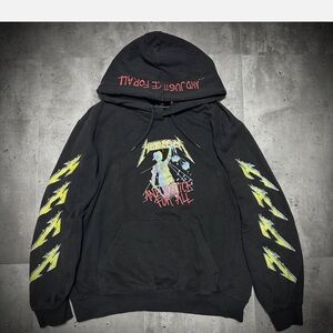 Black Metallica Graphic Hoodie with Yellow and Red Accents